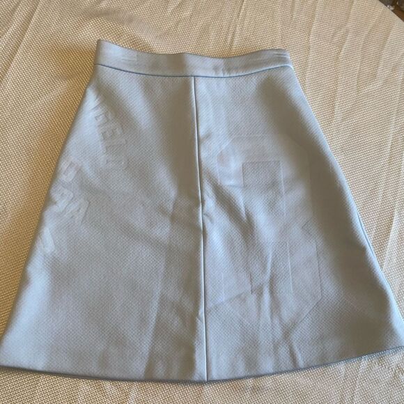 NWT Wood Wood scuba knit powder baby blue press A line skater skirt EU 38